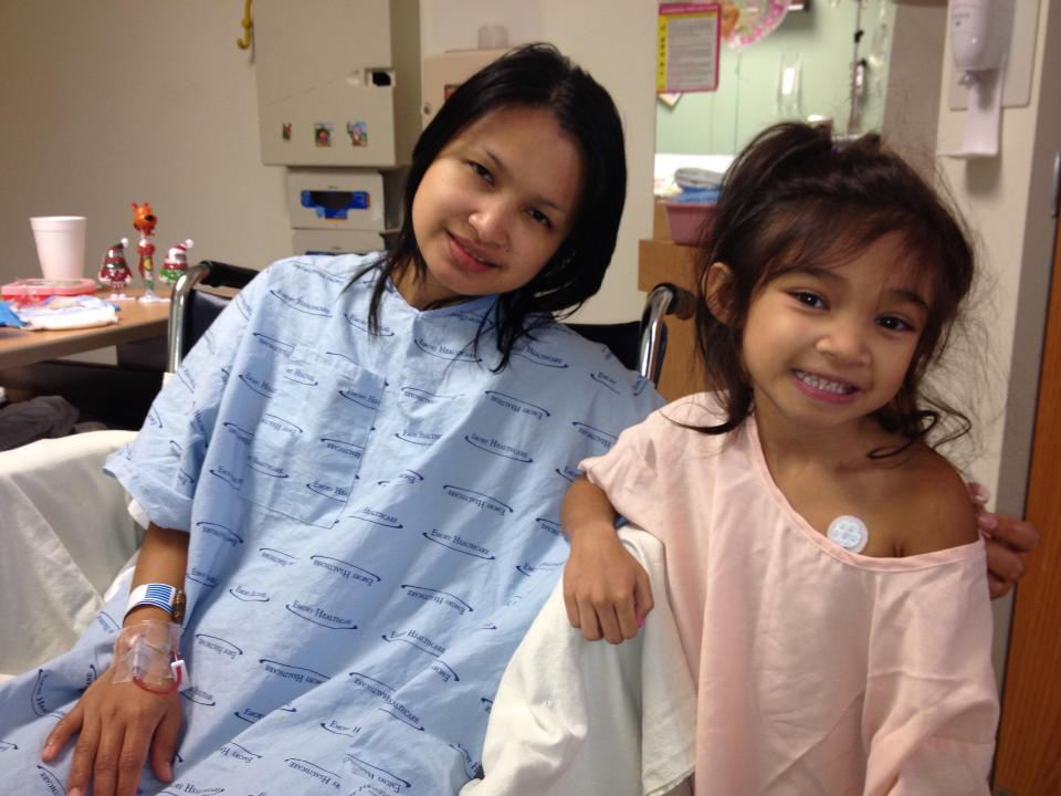 Angelica and mom recovering after surgery.